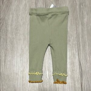 Green Baby Leggings with Ruffle Trim